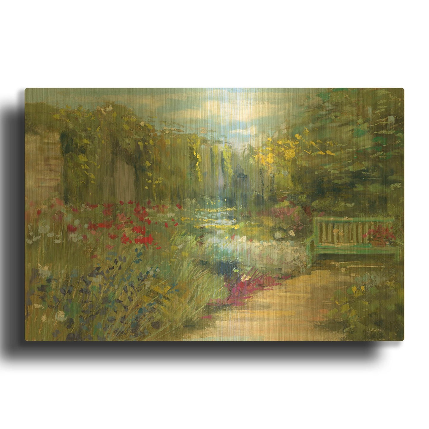 'Garden Bench' By Carol Rowan Gold Metal Wall Art