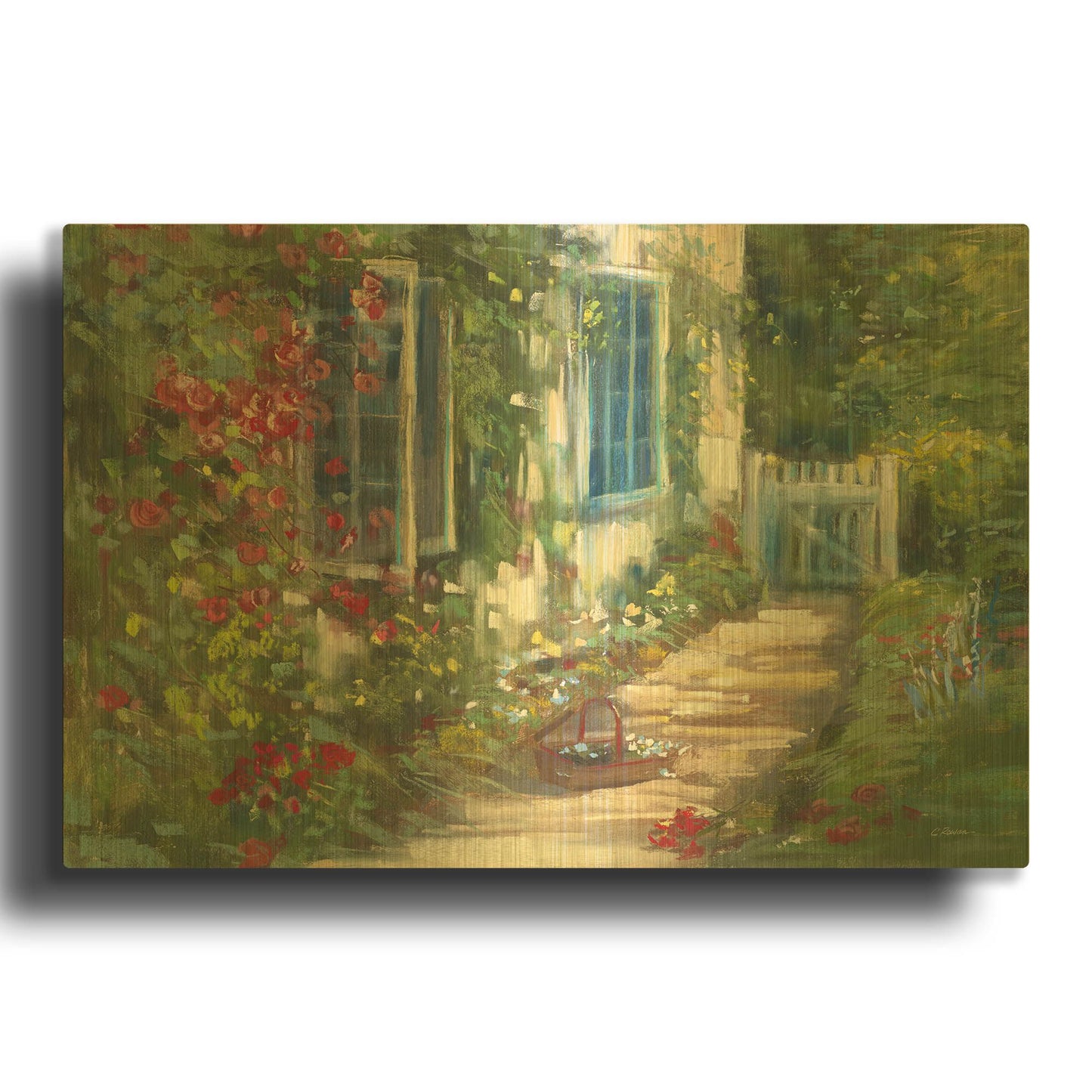 'Cottage Garden' By Carol Rowan Gold Metal Wall Art
