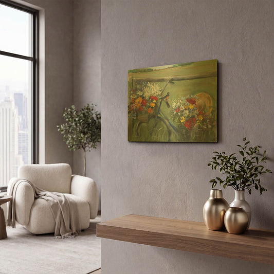 'Karens Bicycle' By Carol Rowan Gold Metal Wall Art