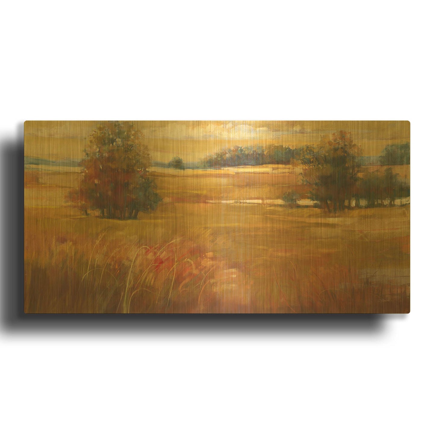 'October Light Golden Sky' By Carol Rowan Gold Metal Wall Art