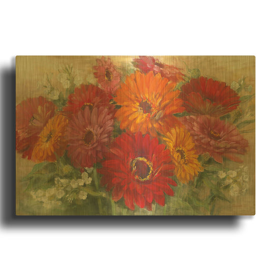 'Summer Gerbera Bouquet' By Carol Rowan Gold Metal Wall Art
