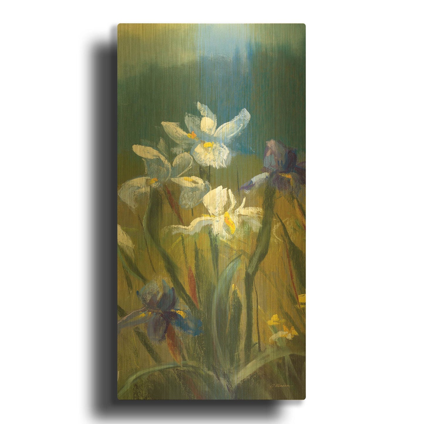 'Wild Iris III' By Carol Rowan Gold Metal Wall Art