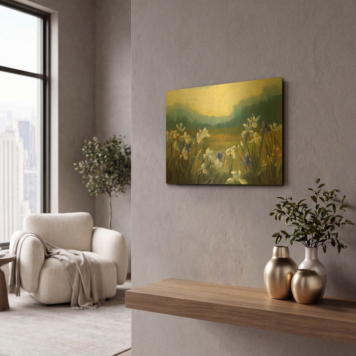 'Wild Iris' By Carol Rowan Gold Metal Wall Art