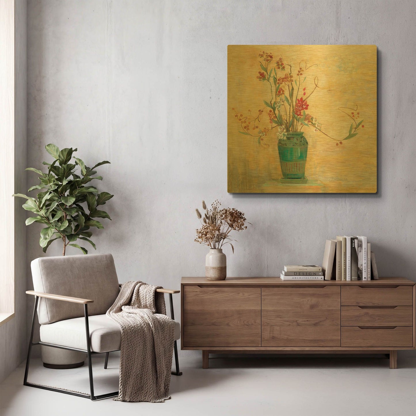 'Bittersweet I V2' By Carol Rowan Gold Metal Wall Art