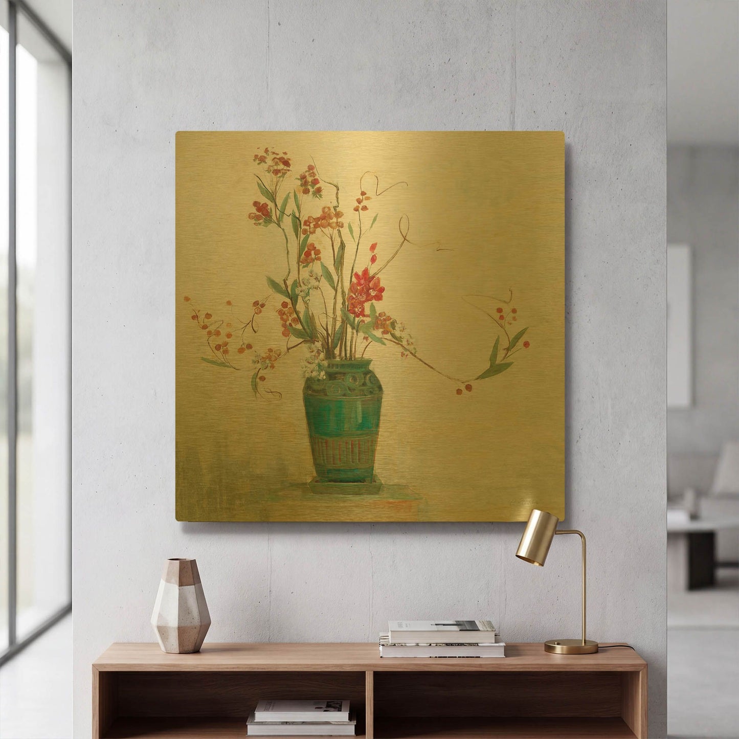 'Bittersweet I V2 White' By Carol Rowan Gold Metal Wall Art