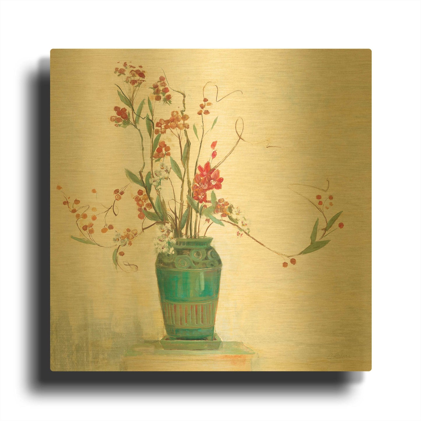 'Bittersweet I V2 White' By Carol Rowan Gold Metal Wall Art