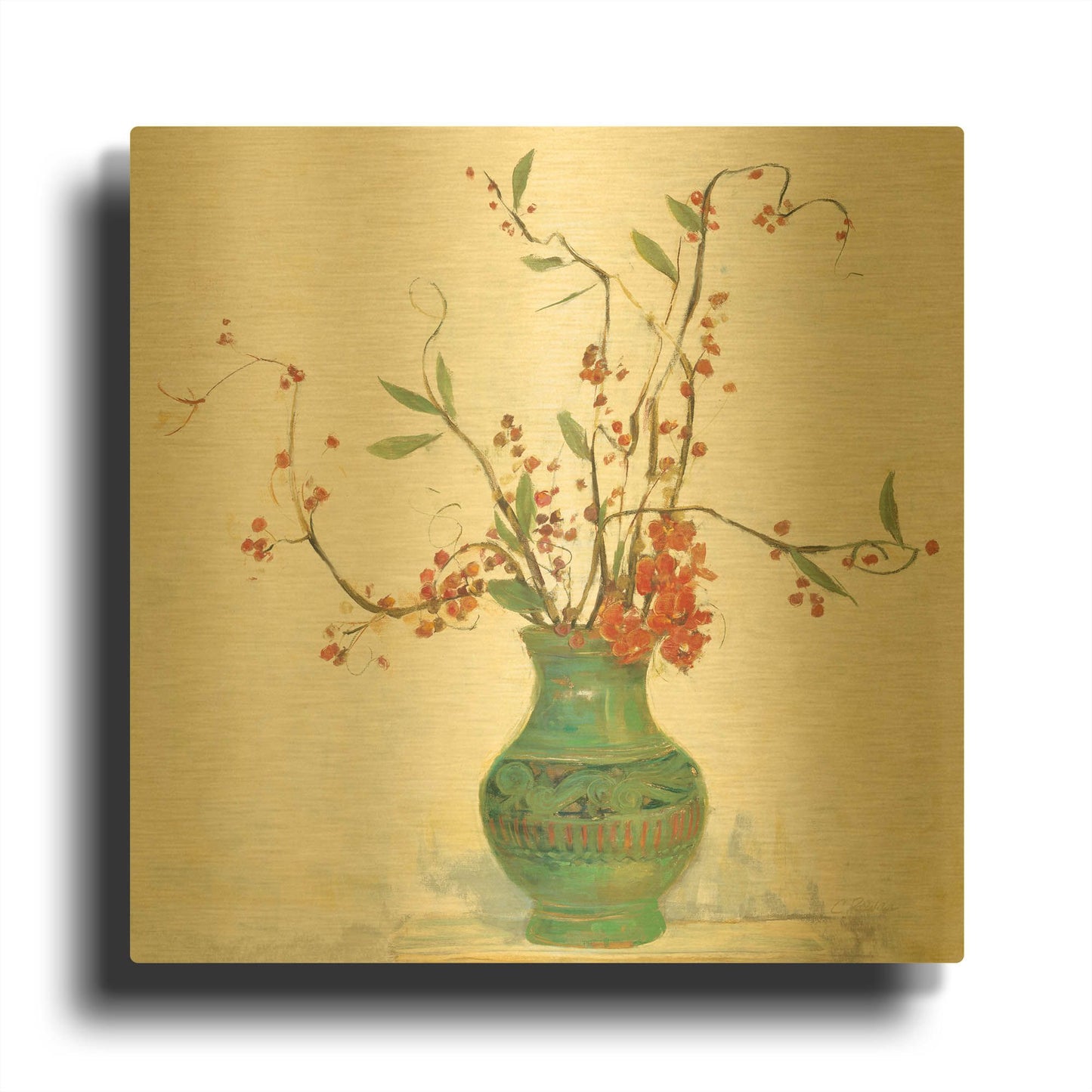 'Bittersweet II V2 White' By Carol Rowan Gold Metal Wall Art