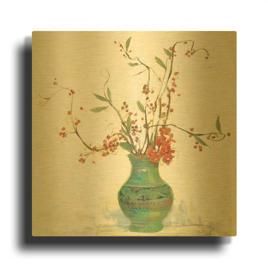 'Bittersweet II V2 White' By Carol Rowan Gold Metal Wall Art