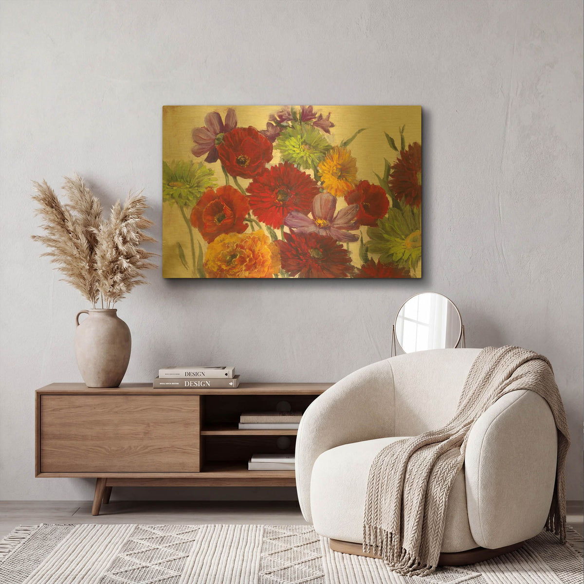 'Flower Scatter' By Carol Rowan Gold Metal Wall Art