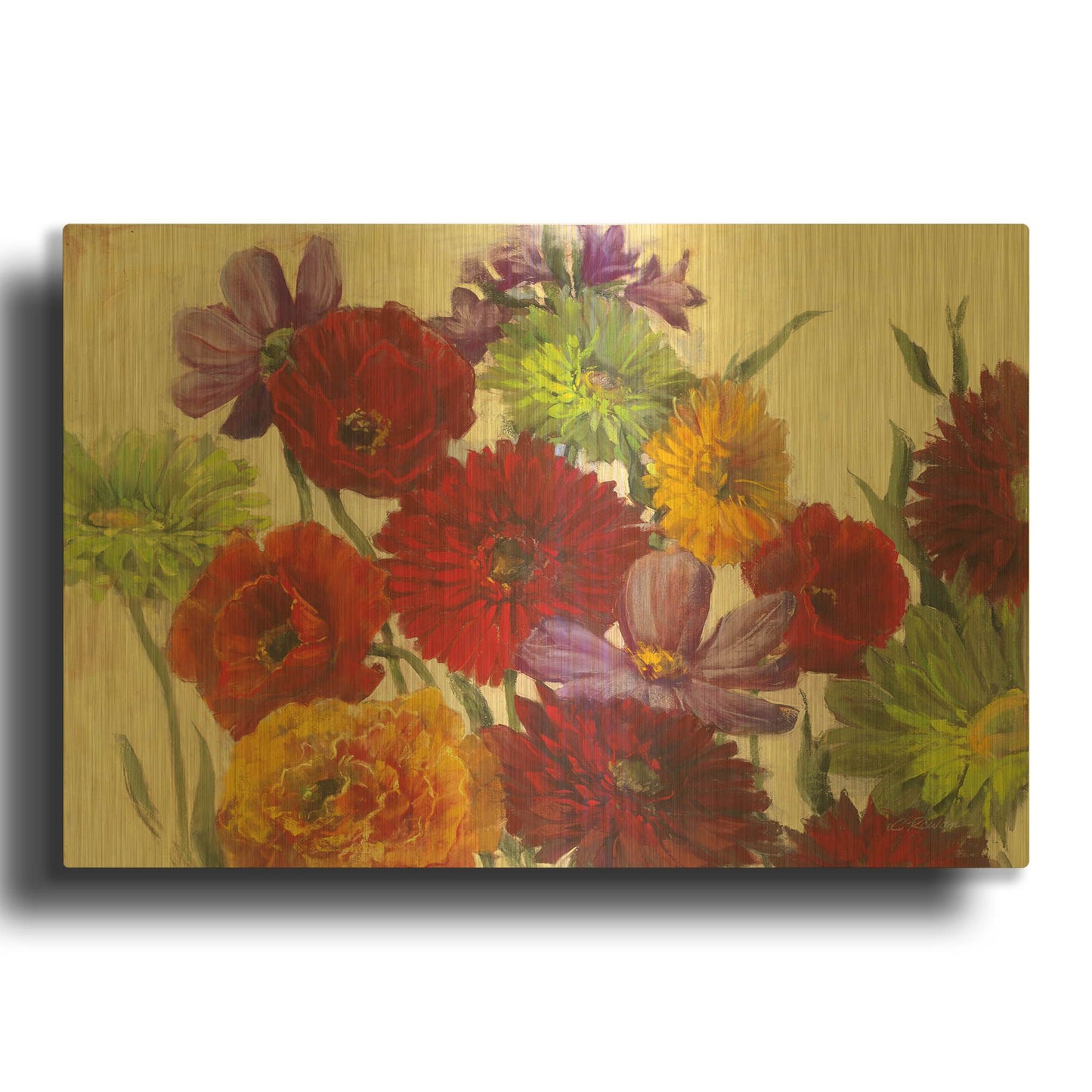 'Flower Scatter' By Carol Rowan Gold Metal Wall Art