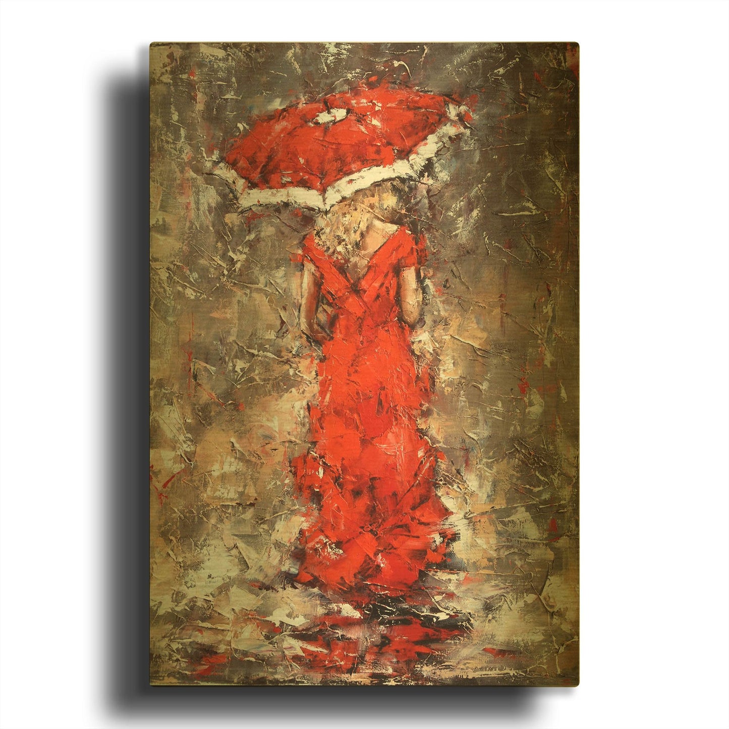 'Woman With Umbrella' By Alexander Gunin Gold Metal Wall Art