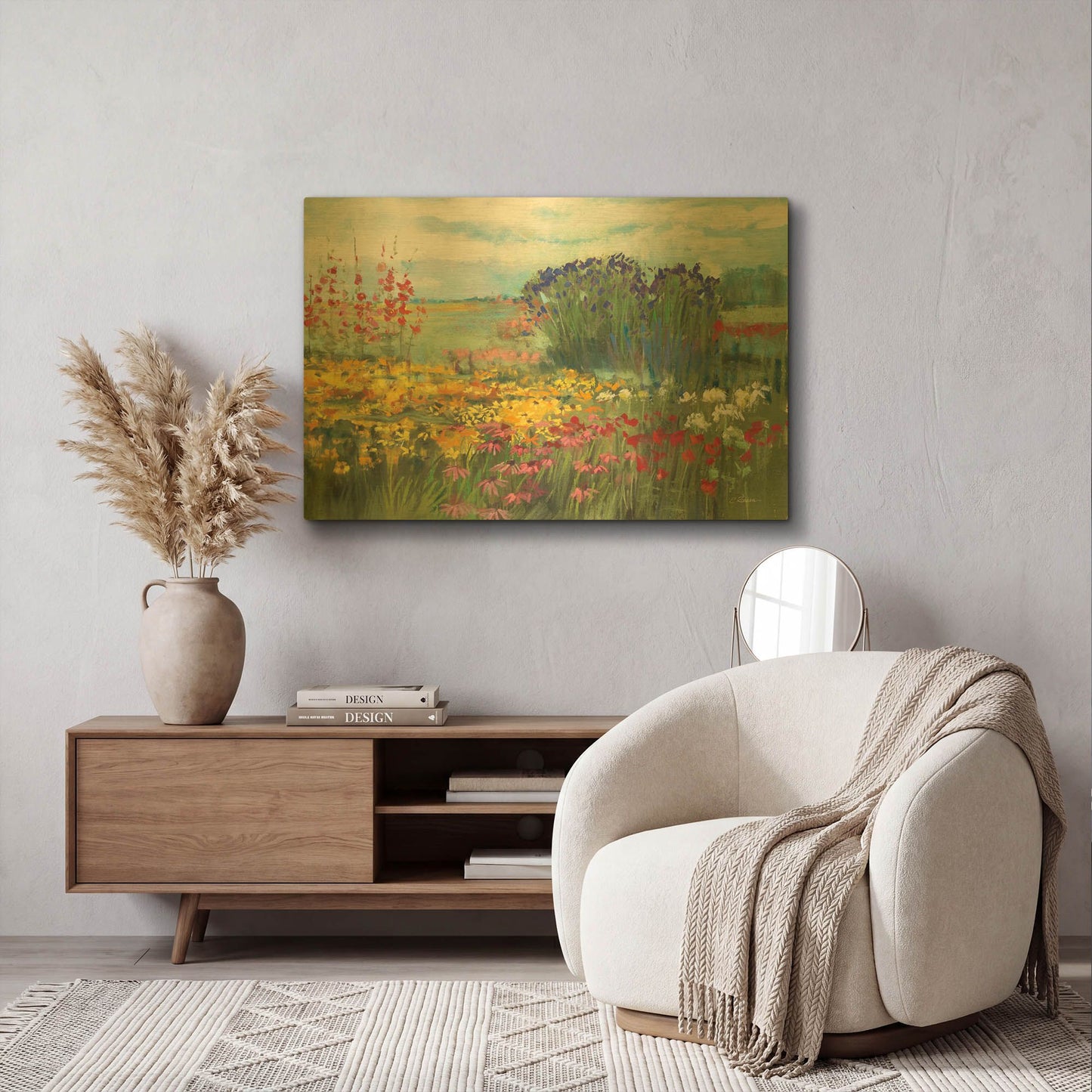 'Garden Border' By Carol Rowan Gold Metal Wall Art