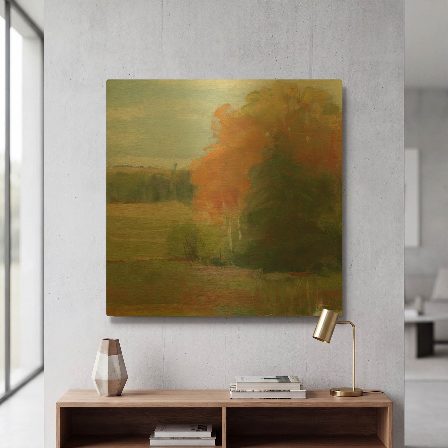 'Abstract Field II Bright Blue Sky' By Carol Rowan Gold Metal Wall Art