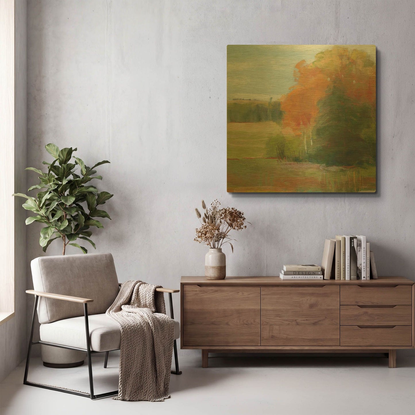 'Abstract Field II Bright Blue Sky' By Carol Rowan Gold Metal Wall Art