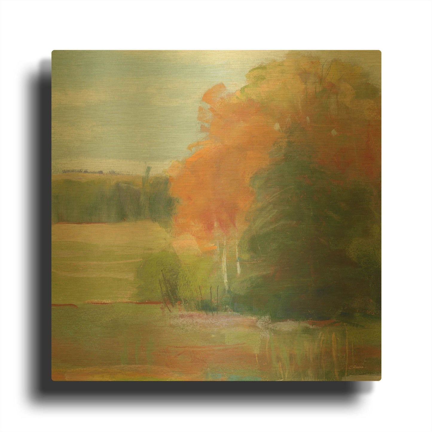 'Abstract Field II Bright Blue Sky' By Carol Rowan Gold Metal Wall Art