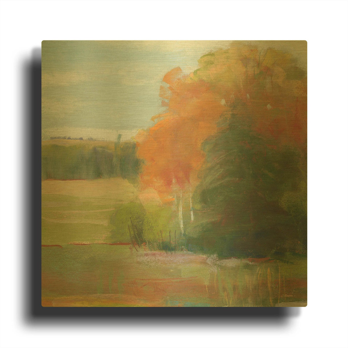 'Abstract Field II Bright Blue Sky' By Carol Rowan Gold Metal Wall Art