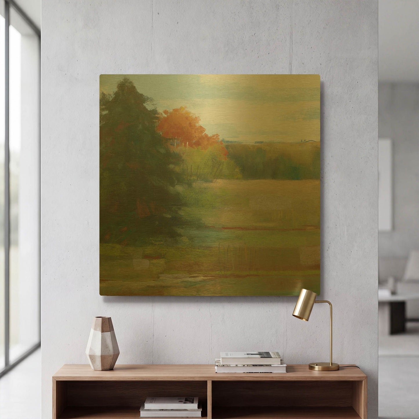 'Abstract Field I Bright Blue Sky' By Carol Rowan Gold Metal Wall Art