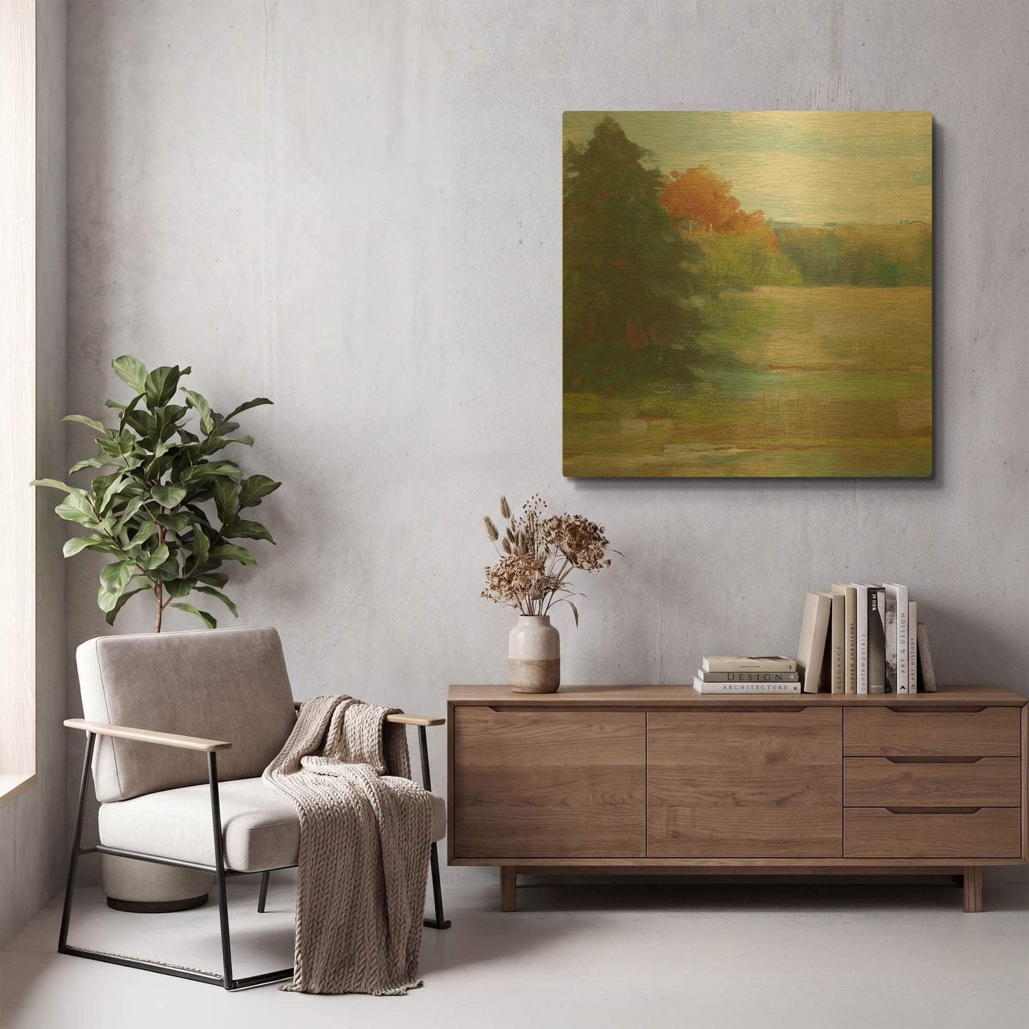 'Abstract Field I Bright Blue Sky' By Carol Rowan Gold Metal Wall Art