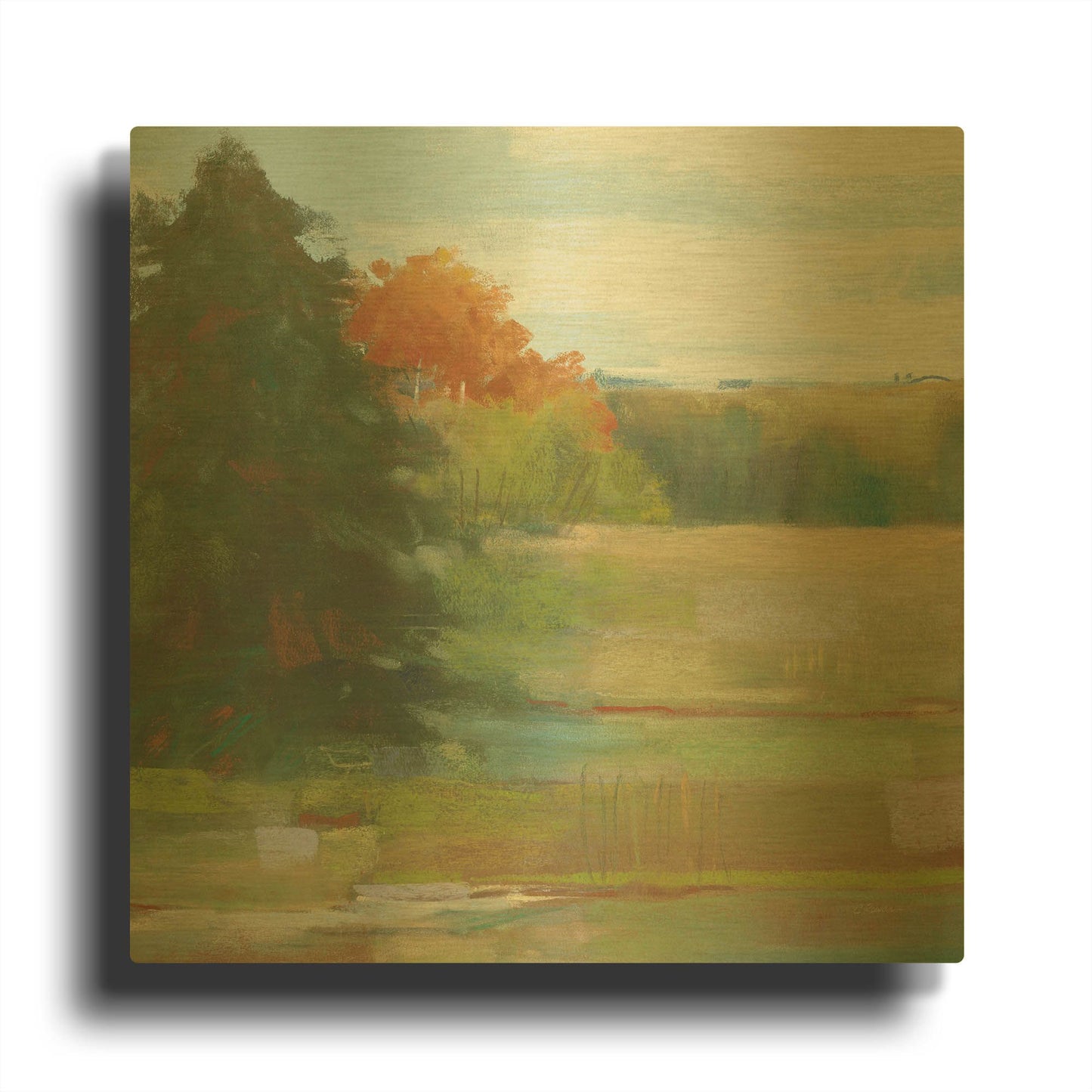 'Abstract Field I Bright Blue Sky' By Carol Rowan Gold Metal Wall Art