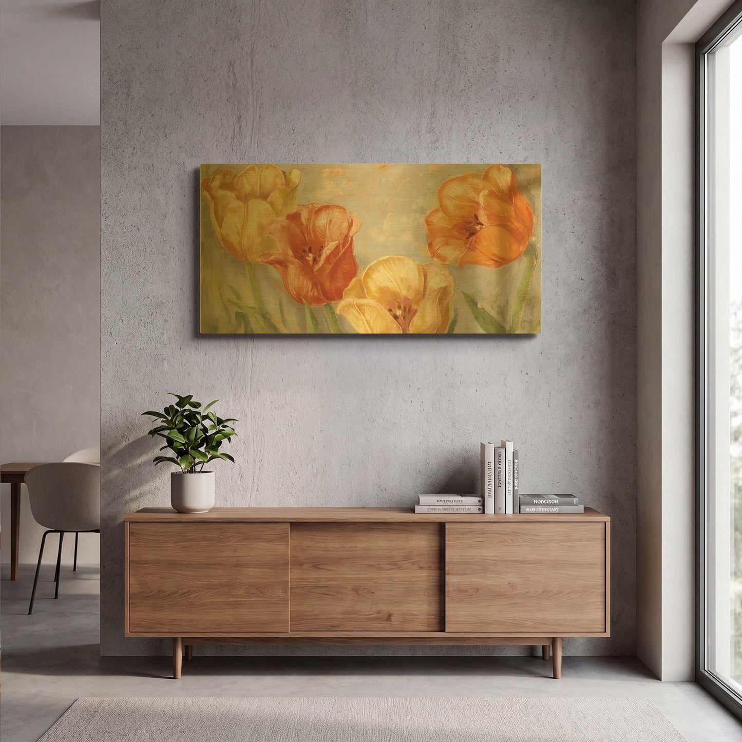 'Yellow Tulips Bold' By Carol Rowan Gold Metal Wall Art