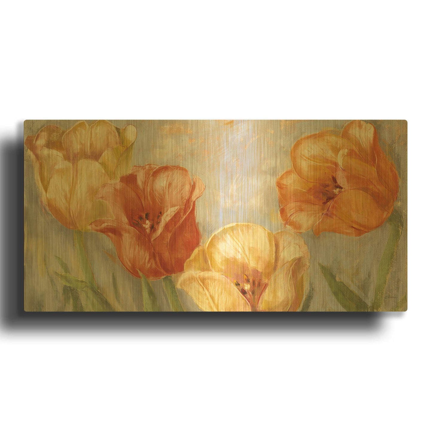 'Yellow Tulips Bold' By Carol Rowan Gold Metal Wall Art