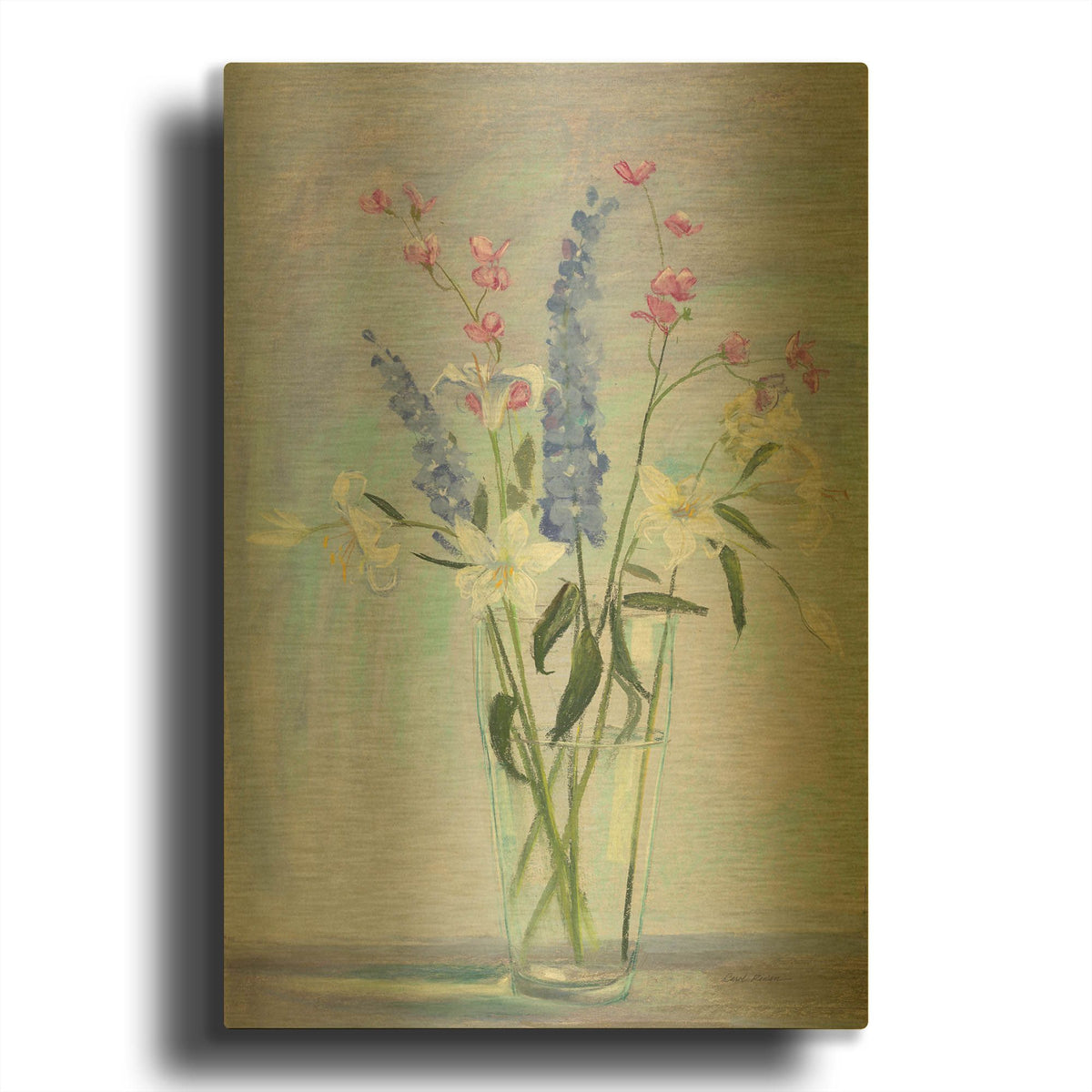 'Summer Vase I' By Carol Rowan Gold Metal Wall Art