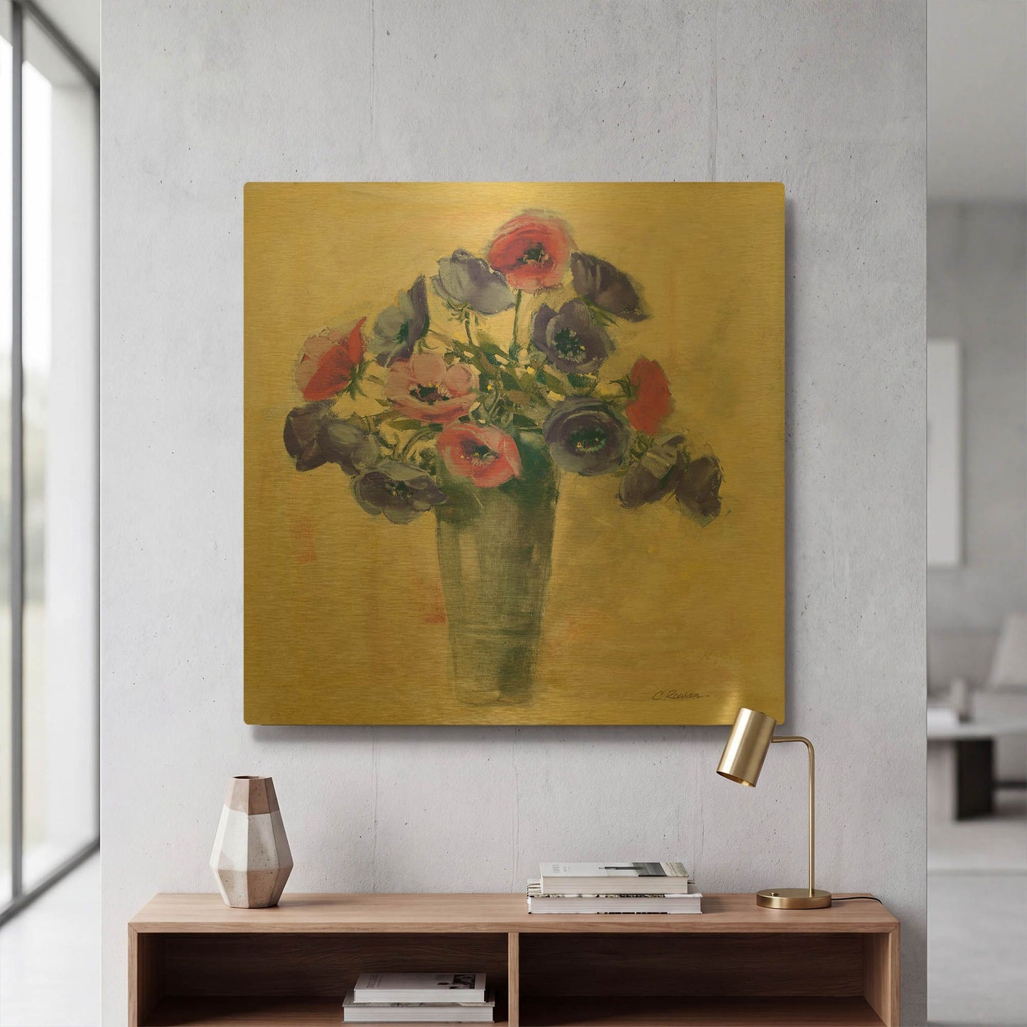 'Anemones I' By Carol Rowan Gold Metal Wall Art
