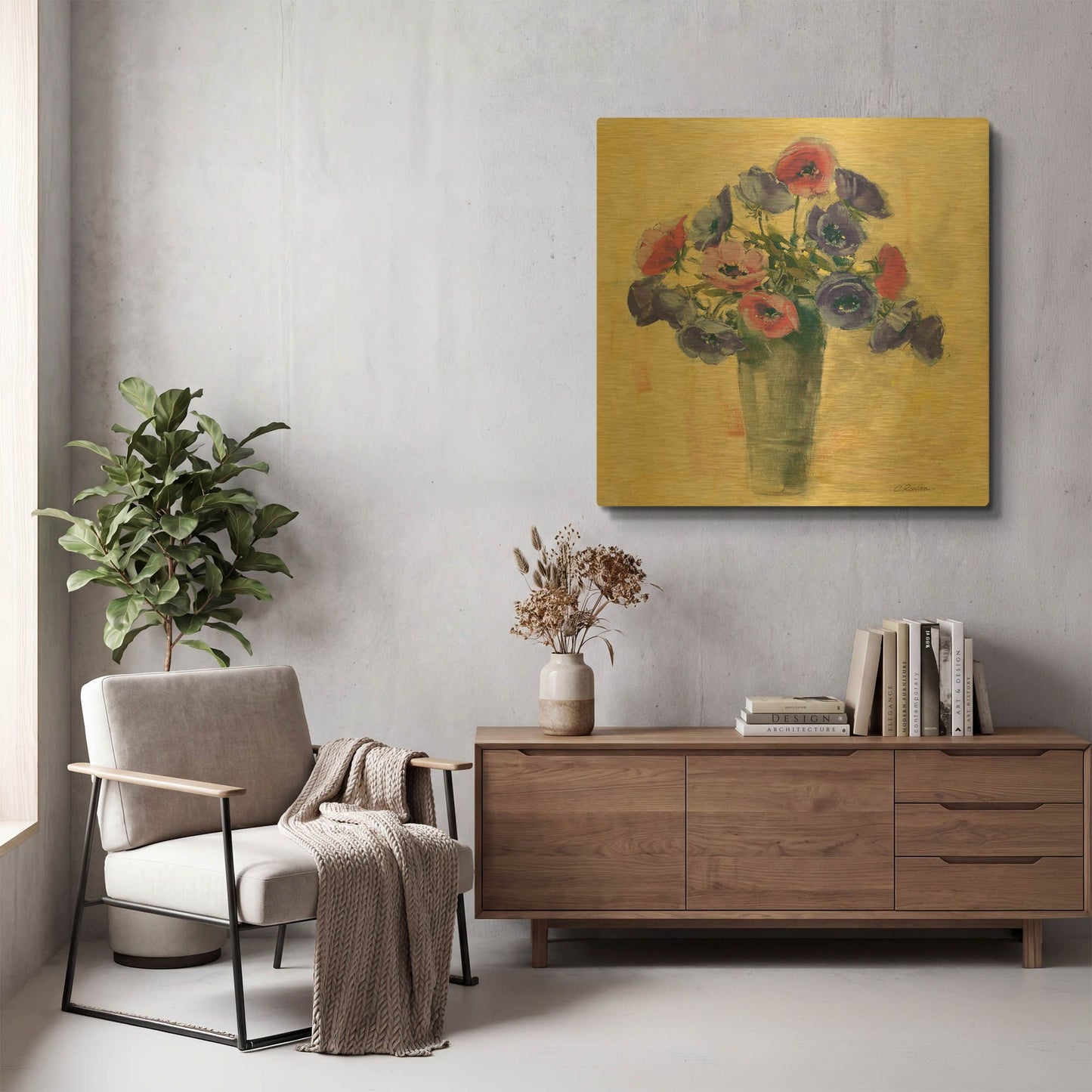 'Anemones I' By Carol Rowan Gold Metal Wall Art