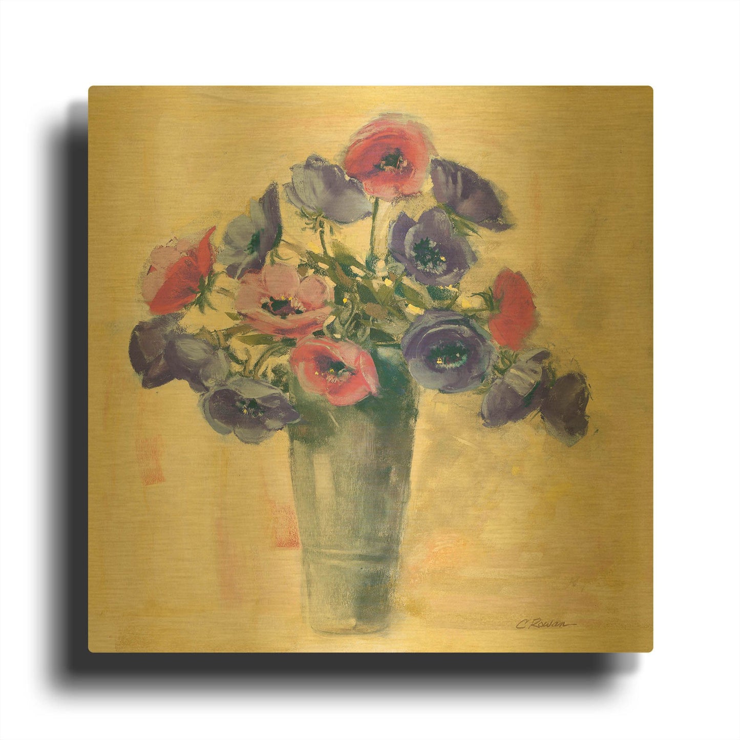 'Anemones I' By Carol Rowan Gold Metal Wall Art