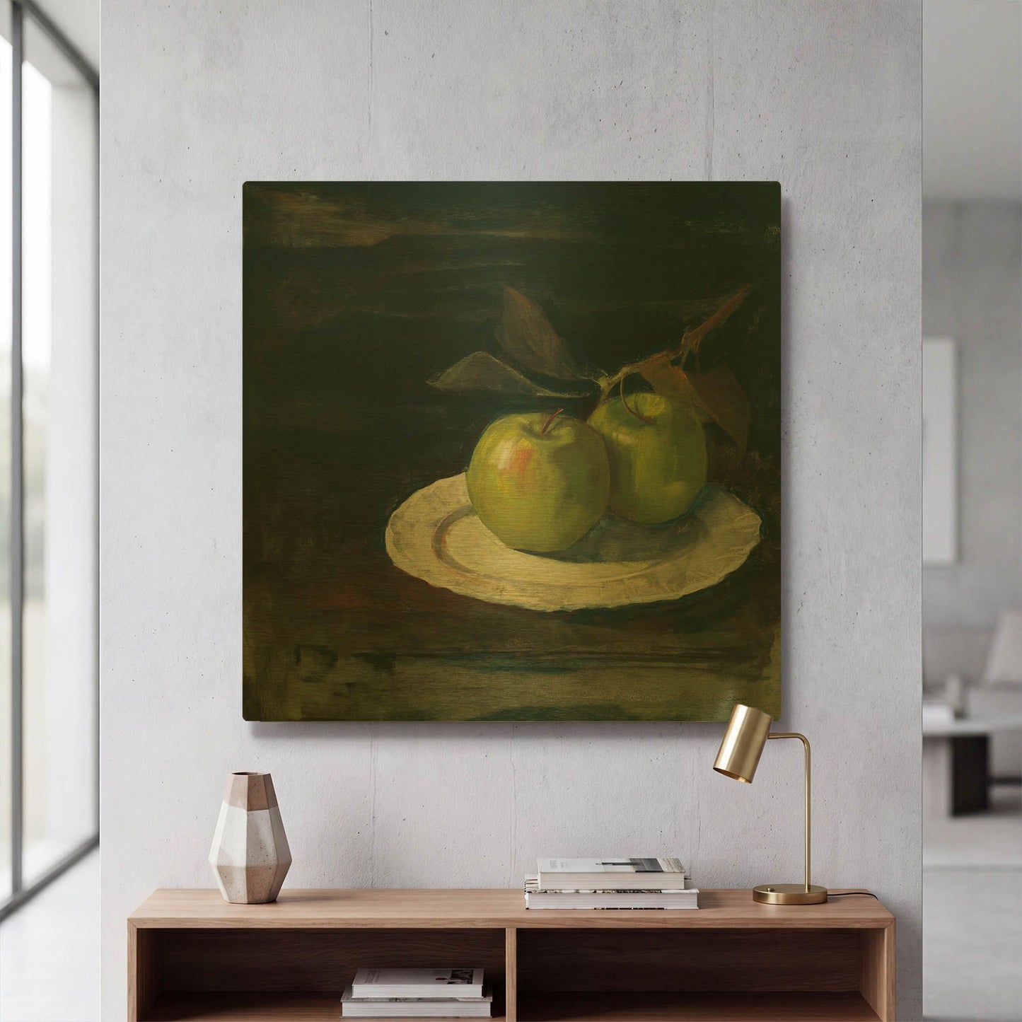 'Green Apples I No Border' By Carol Rowan Gold Metal Wall Art