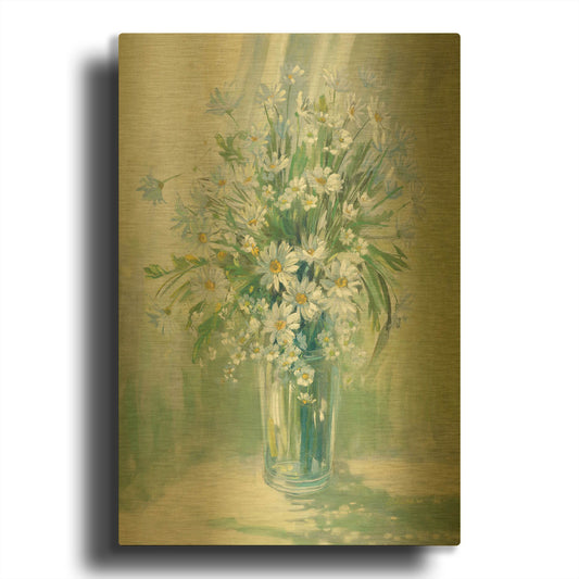 'Sunlit Daisies' By Carol Rowan Gold Metal Wall Art