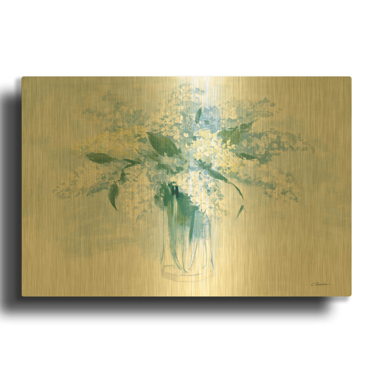 'Contemporary Lilac Blue' By Carol Rowan Gold Metal Wall Art