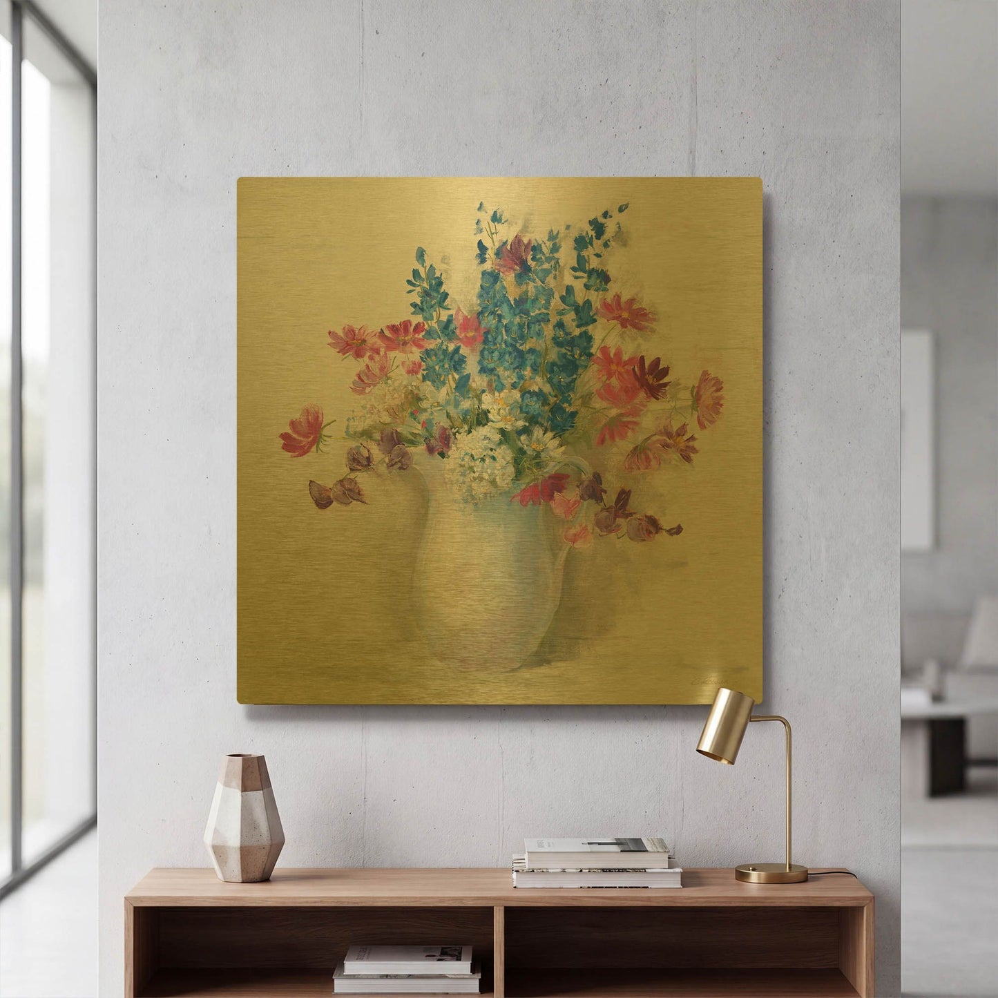 'Ironstone Bouquet II Bright' By Carol Rowan Gold Metal Wall Art