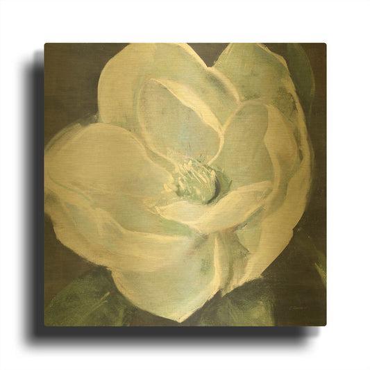 'Magnolia III Sage' By Carol Rowan Gold Metal Wall Art
