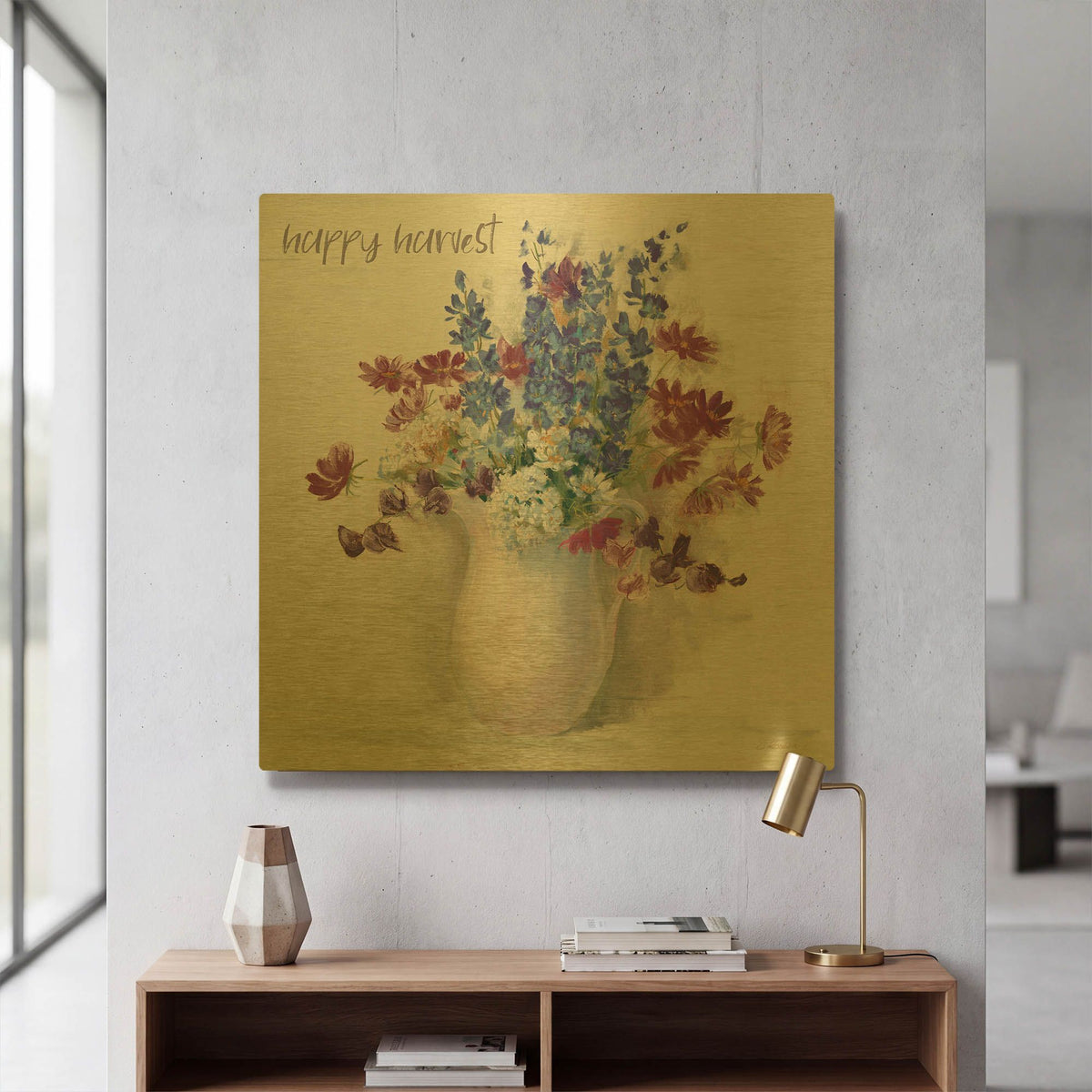 'Harvest Ironstone Bouquet II' By Carol Rowan Gold Metal Wall Art