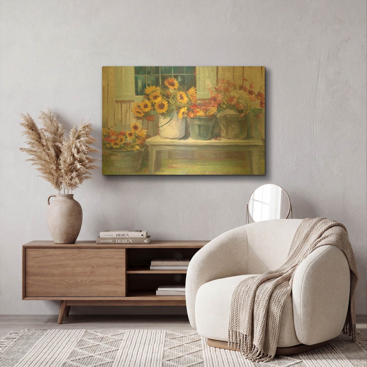 'Green Bench Bright' By Carol Rowan Gold Metal Wall Art