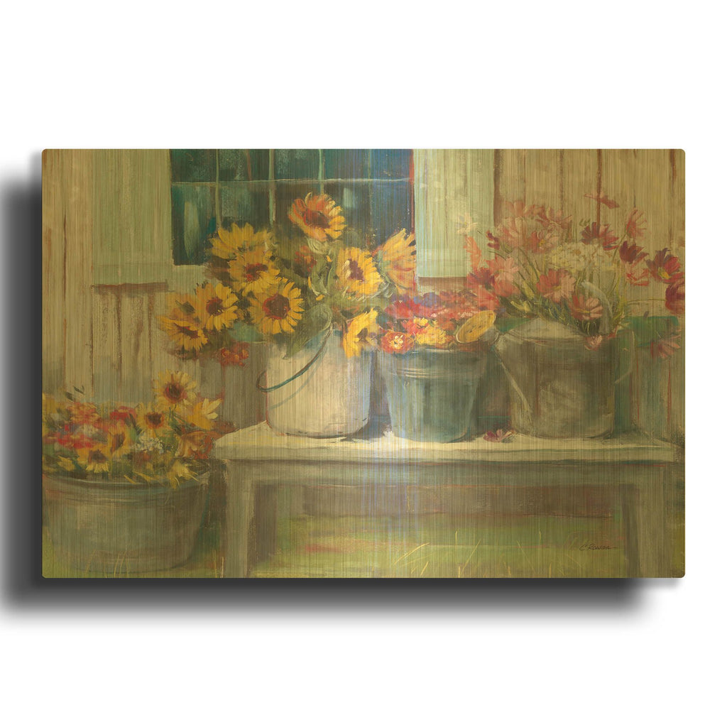 'Green Bench Bright' By Carol Rowan Gold Metal Wall Art
