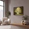 'White Hydrangea On Black Crop' By Carol Rowan Gold Metal Wall Art