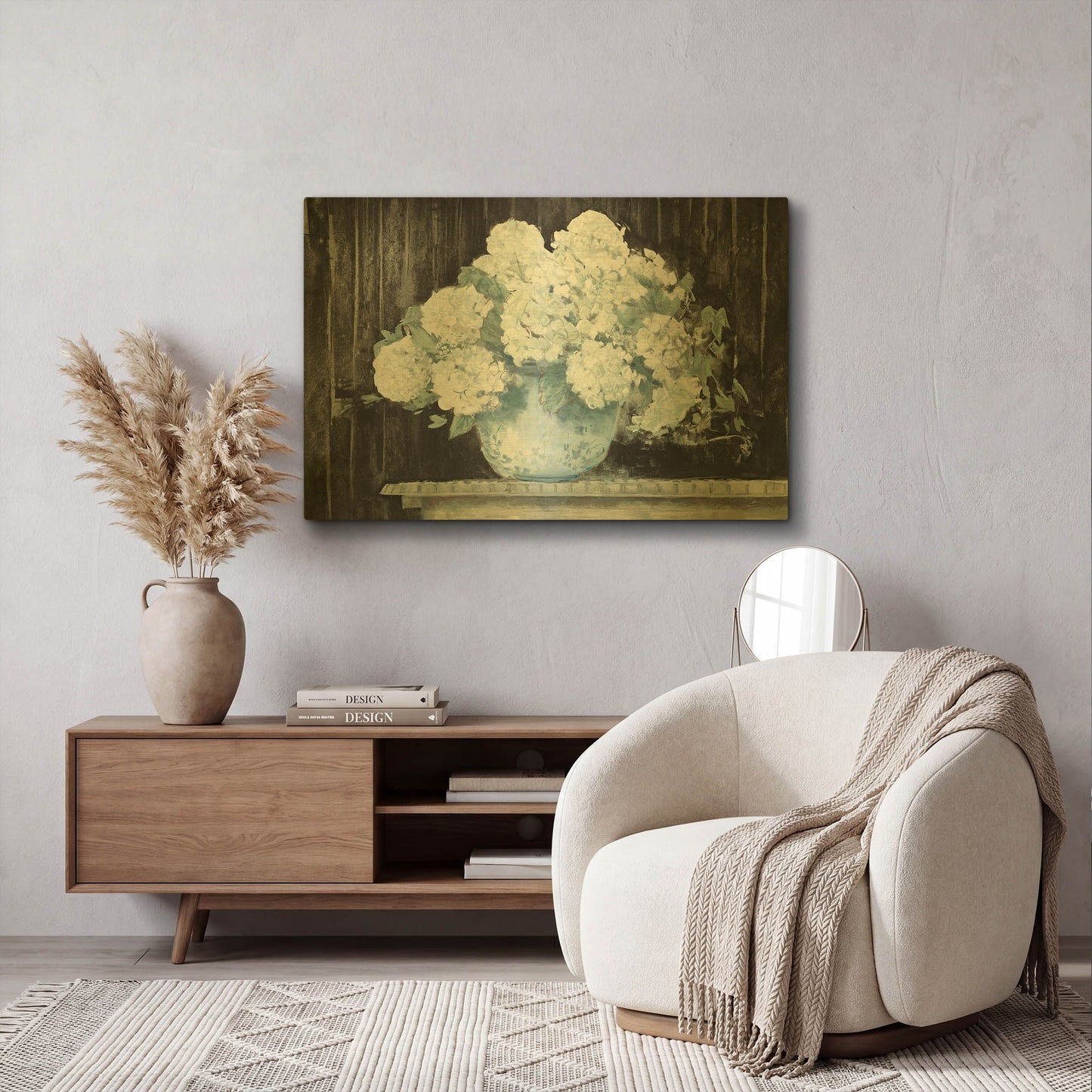 'White Hydrangea On Black Crop' By Carol Rowan Gold Metal Wall Art