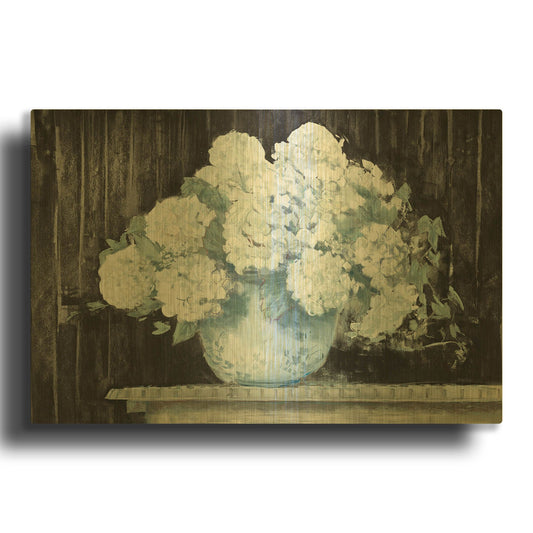 'White Hydrangea On Black Crop' By Carol Rowan Gold Metal Wall Art