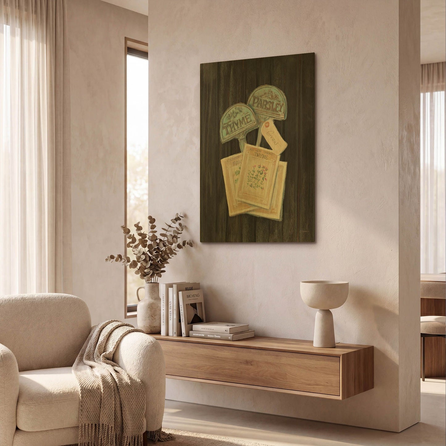 'Seed Packs Black Wood' By Carol Rowan Gold Metal Wall Art