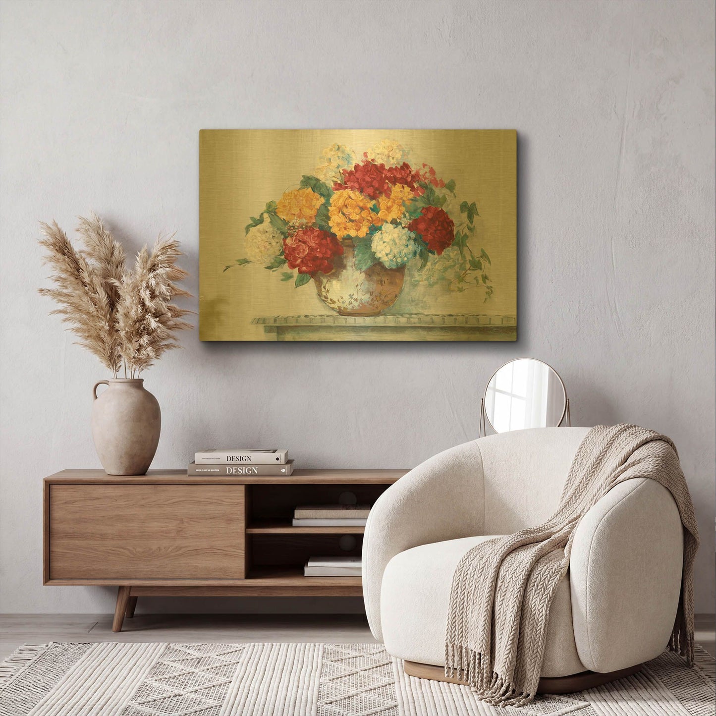 'Fall Hydrangea Cottage Crop' By Carol Rowan Gold Metal Wall Art