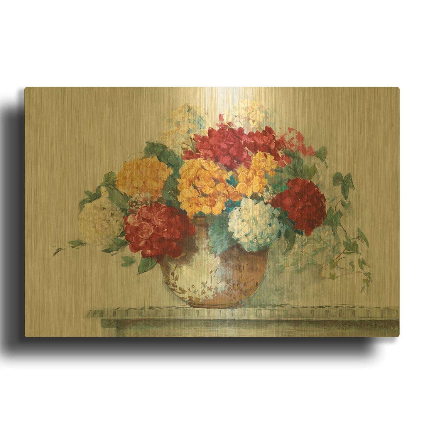 'Fall Hydrangea Cottage Crop' By Carol Rowan Gold Metal Wall Art