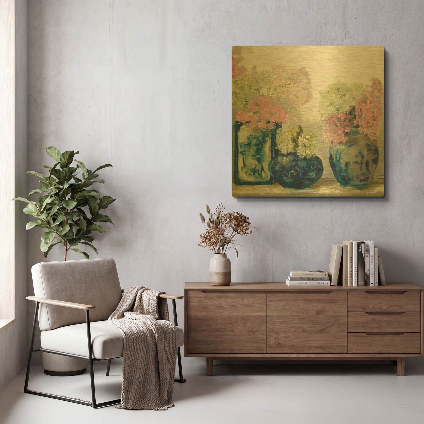 'Ladys Mantle II Bright' By Carol Rowan Gold Metal Wall Art