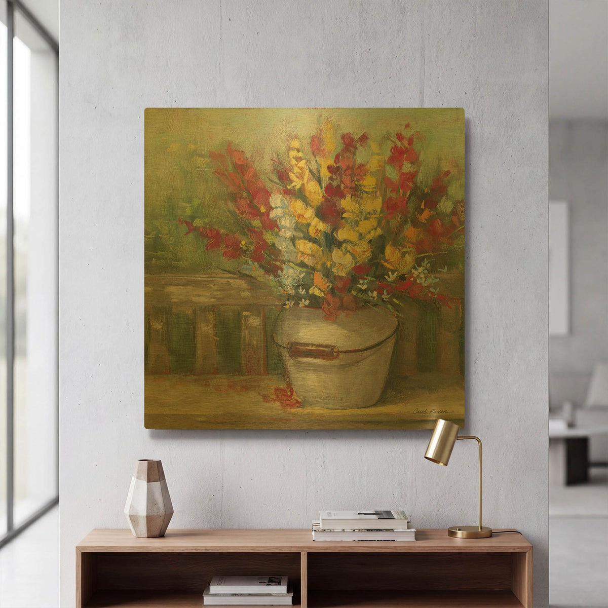 'Snapdragon Bouquet' By Carol Rowan Gold Metal Wall Art