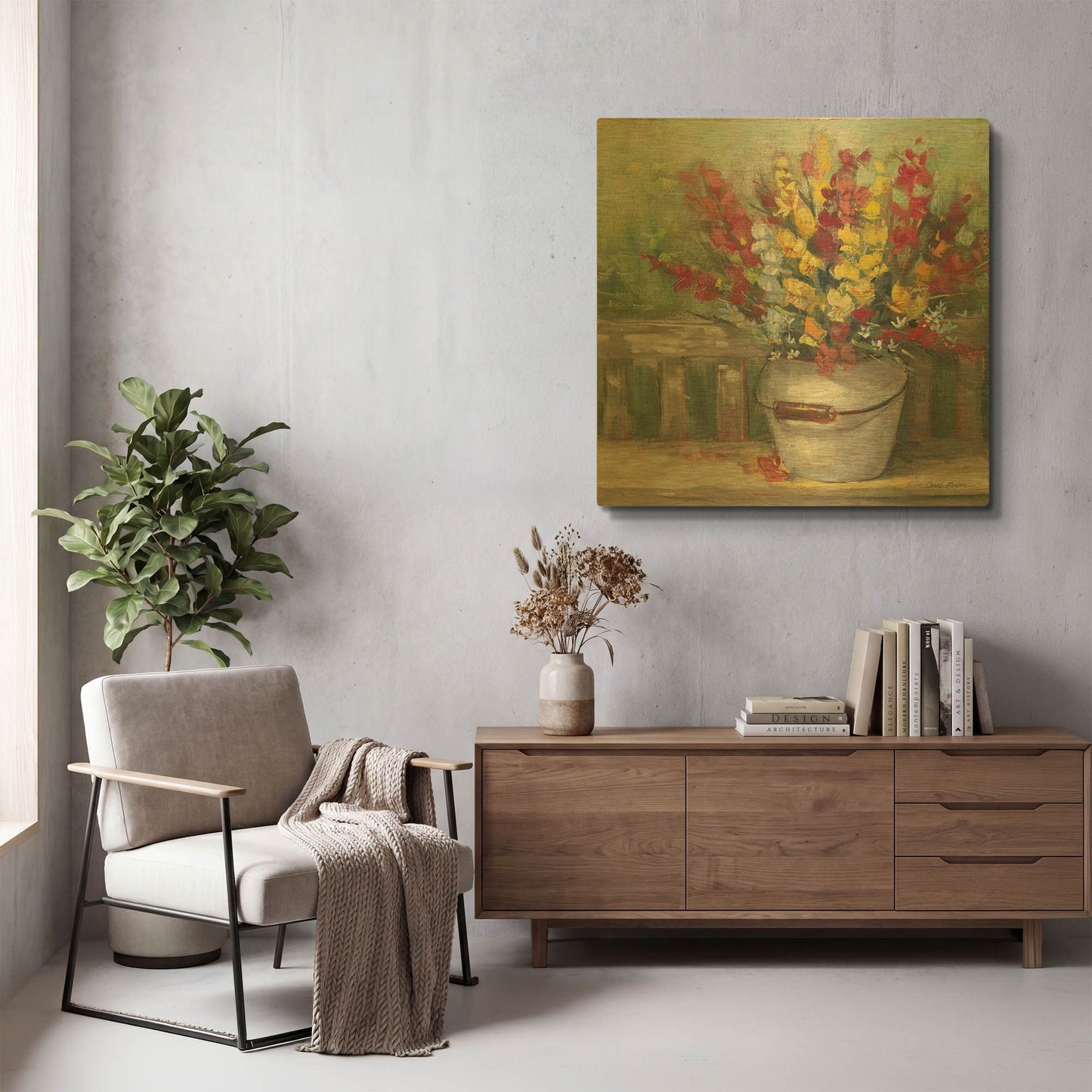 'Snapdragon Bouquet' By Carol Rowan Gold Metal Wall Art