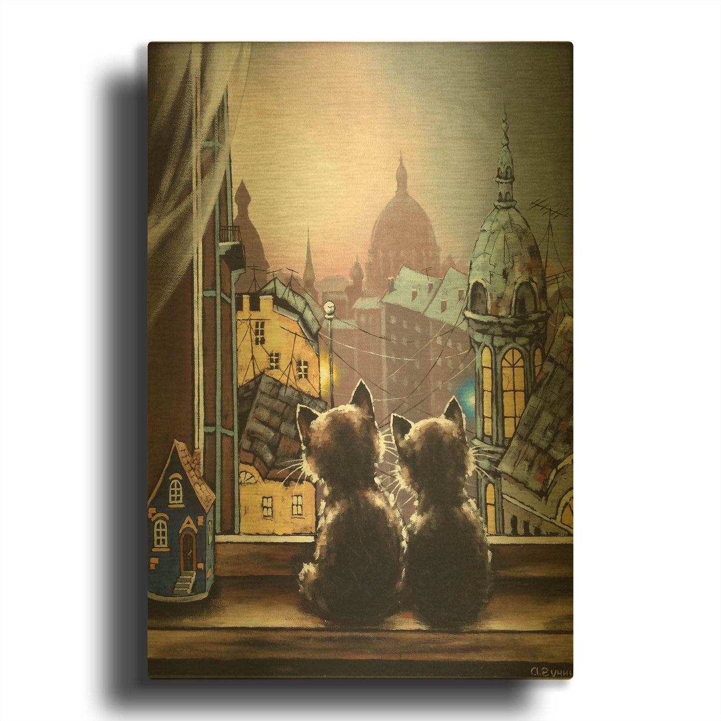 'Romantics' By Alexander Gunin Gold Metal Wall Art