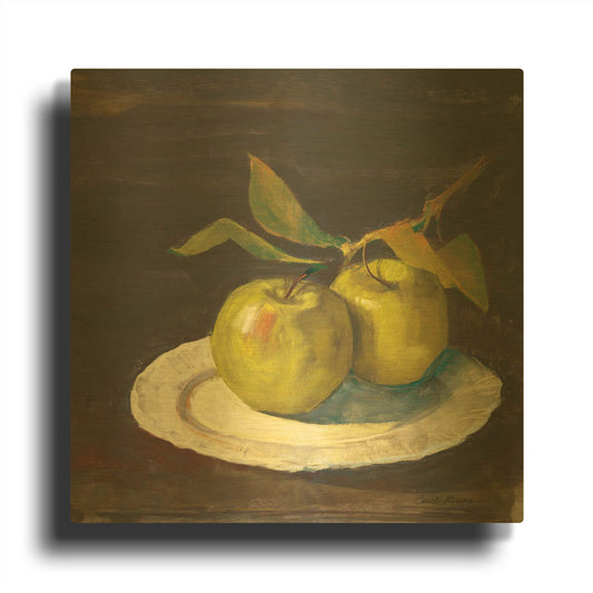 'Green Apple I Dark Brown' By Carol Rowan Gold Metal Wall Art