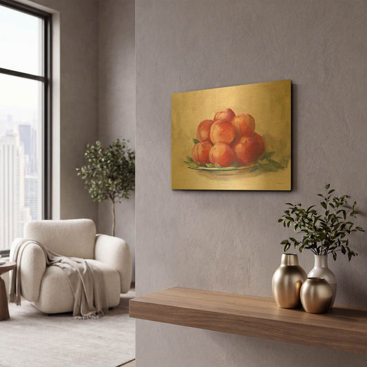 'Ripe Peaches' By Carol Rowan Gold Metal Wall Art