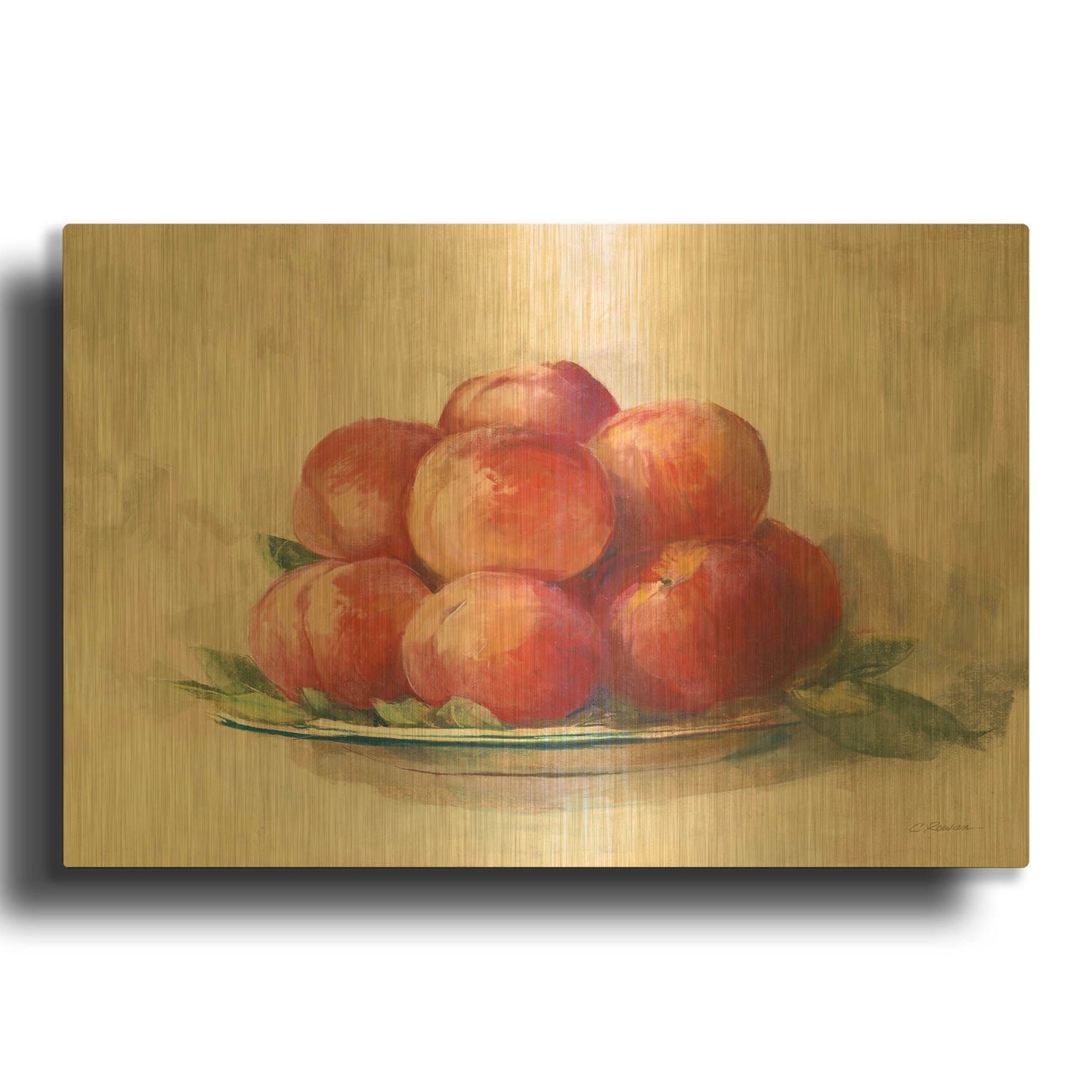 'Ripe Peaches' By Carol Rowan Gold Metal Wall Art